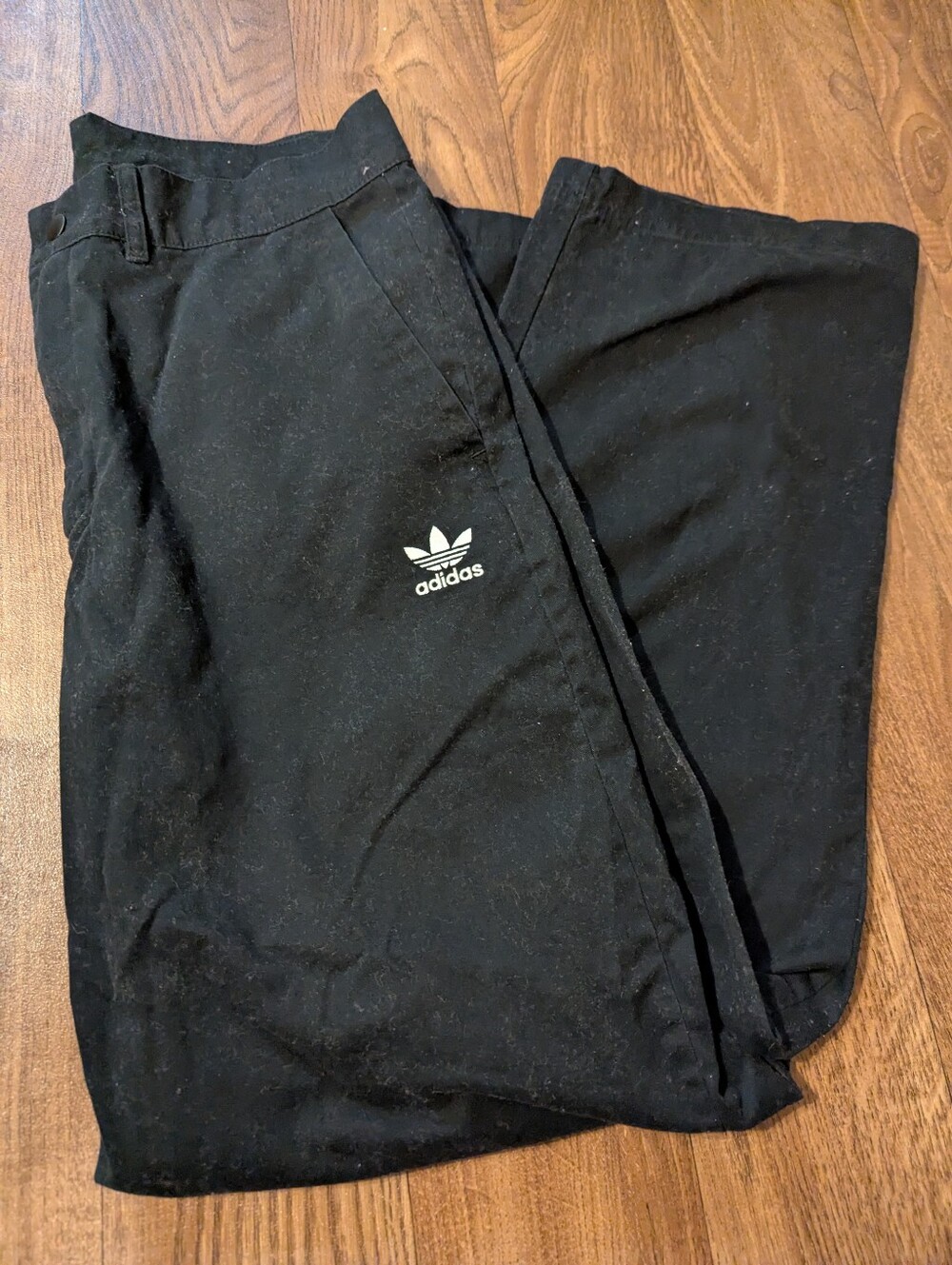 adidas mens Originals Trefoil Essential Chino Pants Size 33 Black Straight Leg